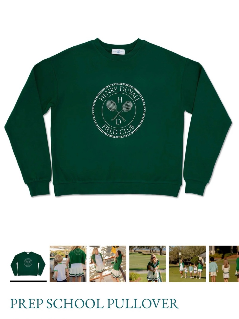 Green Crewneck Pullover With Tennis Logo